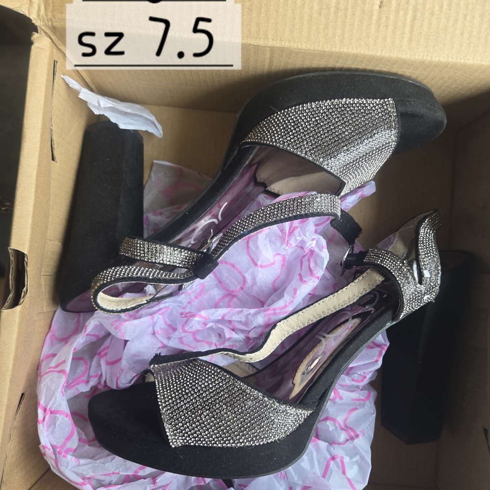 Sugar Black and Silver Heels with Sparkly Design